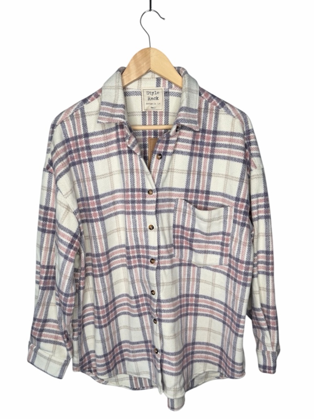 NWT Style Rack Houndstooth Plaid Flannel Shirt Jacket - Picture 2 of 10